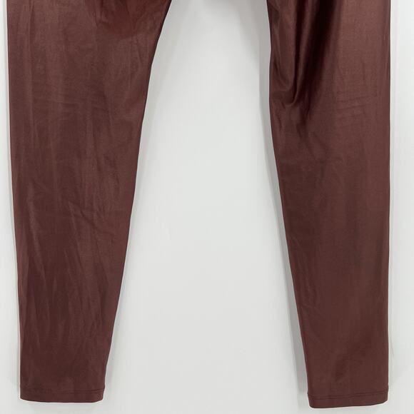 Commando Control Faux Leather Leggings Brown Pull On Stretch Nylon Size Large - Picture 7 of 8